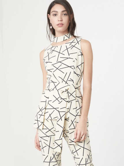 Tank with V-Neck and Panel Detail multi color